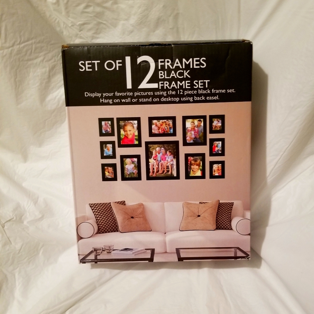 NWOT SET OF 12 BLACK FRAME WALL SET
